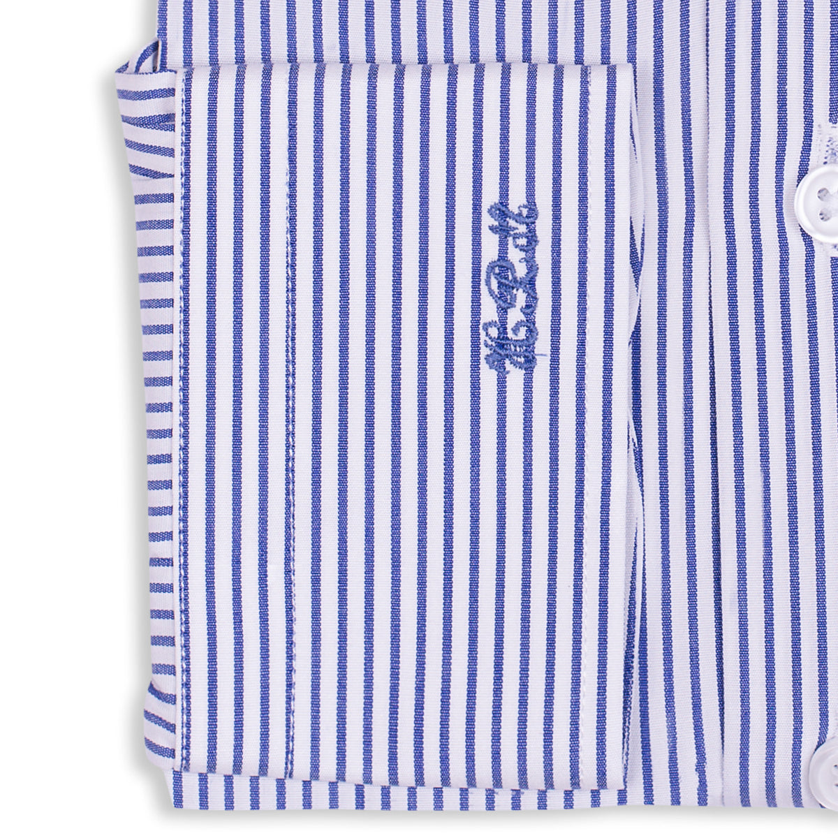 Bespoke - White & Dark Blue Medium Striped Shirt