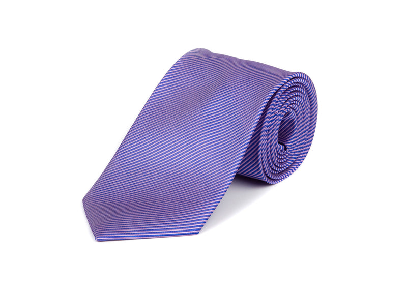 Lilac & Blue Striped 100% Silk Tie