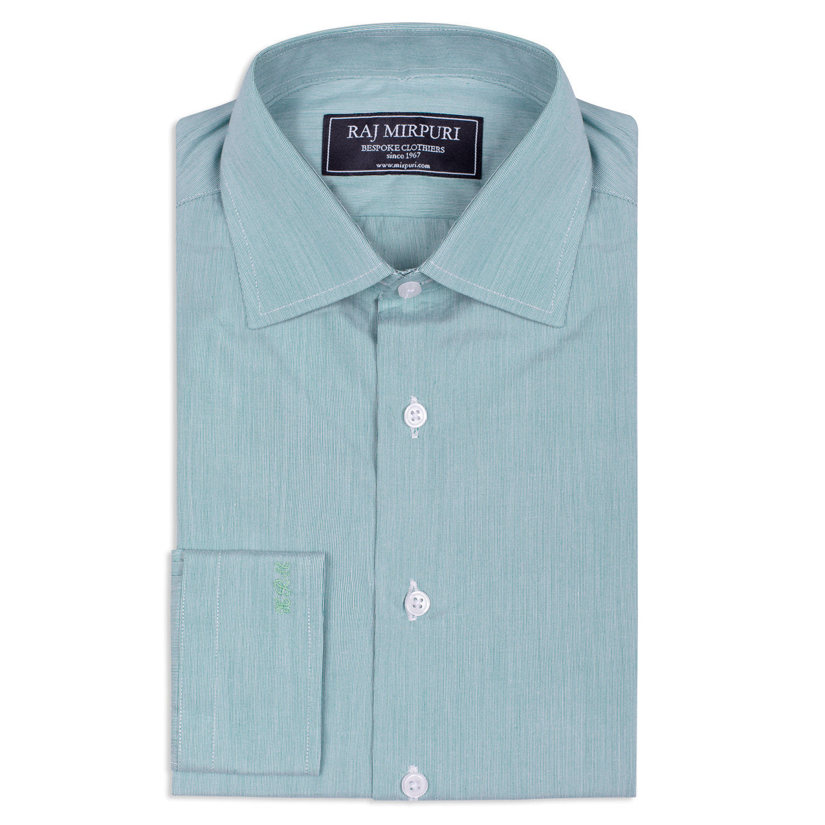 Bespoke - Green & White Hairline Striped Shirt