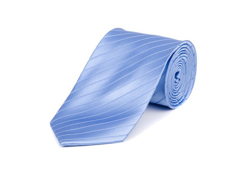 Light Blue Striped 100% Silk Tie