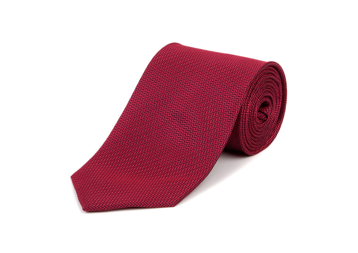 Red Herringbone 100% Silk Tie