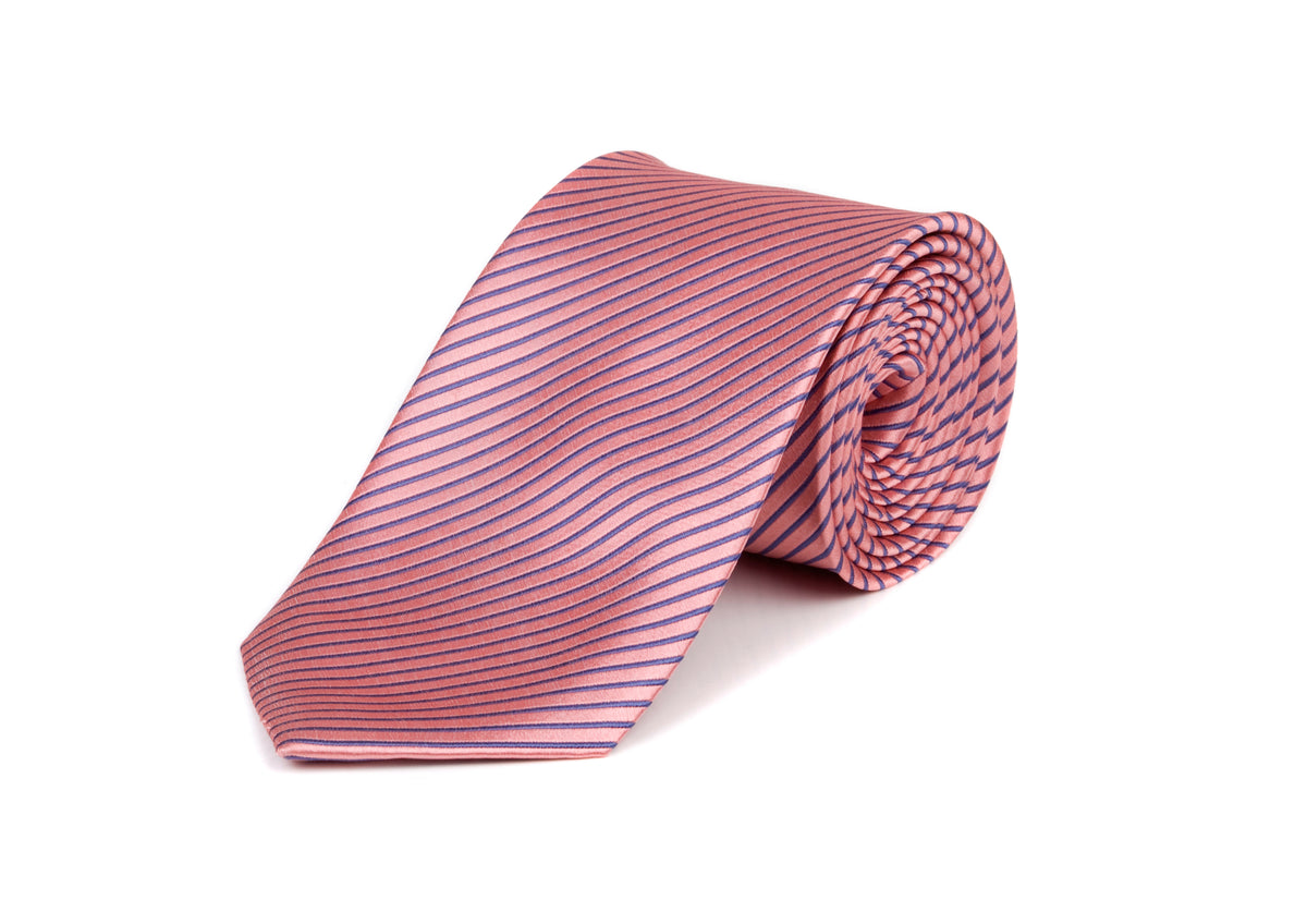 Pink & Blue Striped Tie 100% Silk Tie