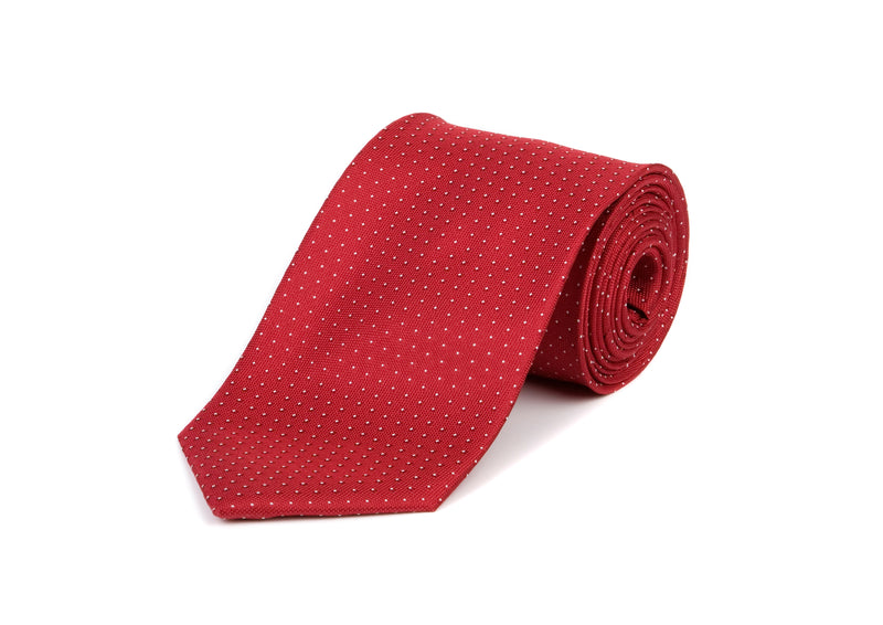 Red Dotted Tie 100% Silk Tie
