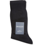 Navy Ribbed Knee-Length Bresciani Socks