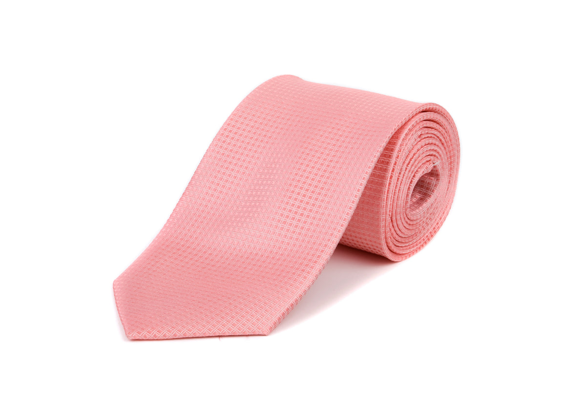 Pink Square Patterned Tie 100% Silk Tie
